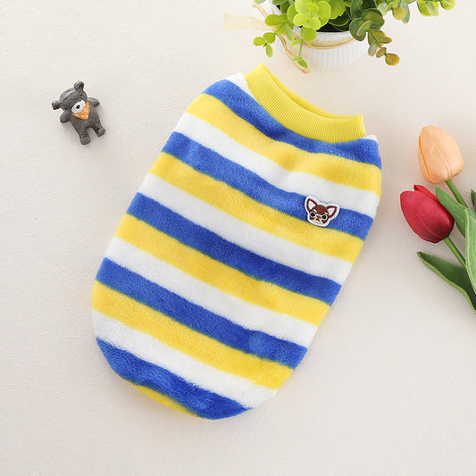 Colour Stripe Jumper with Doggy Face - Yellow & Blue