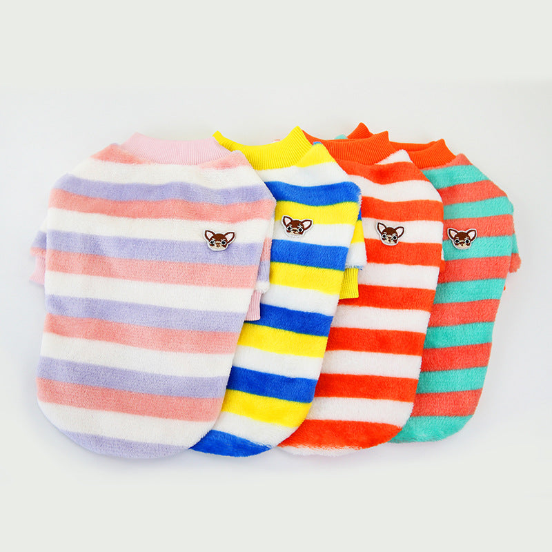 Colour Stripe Jumper with Doggy Face - Pink